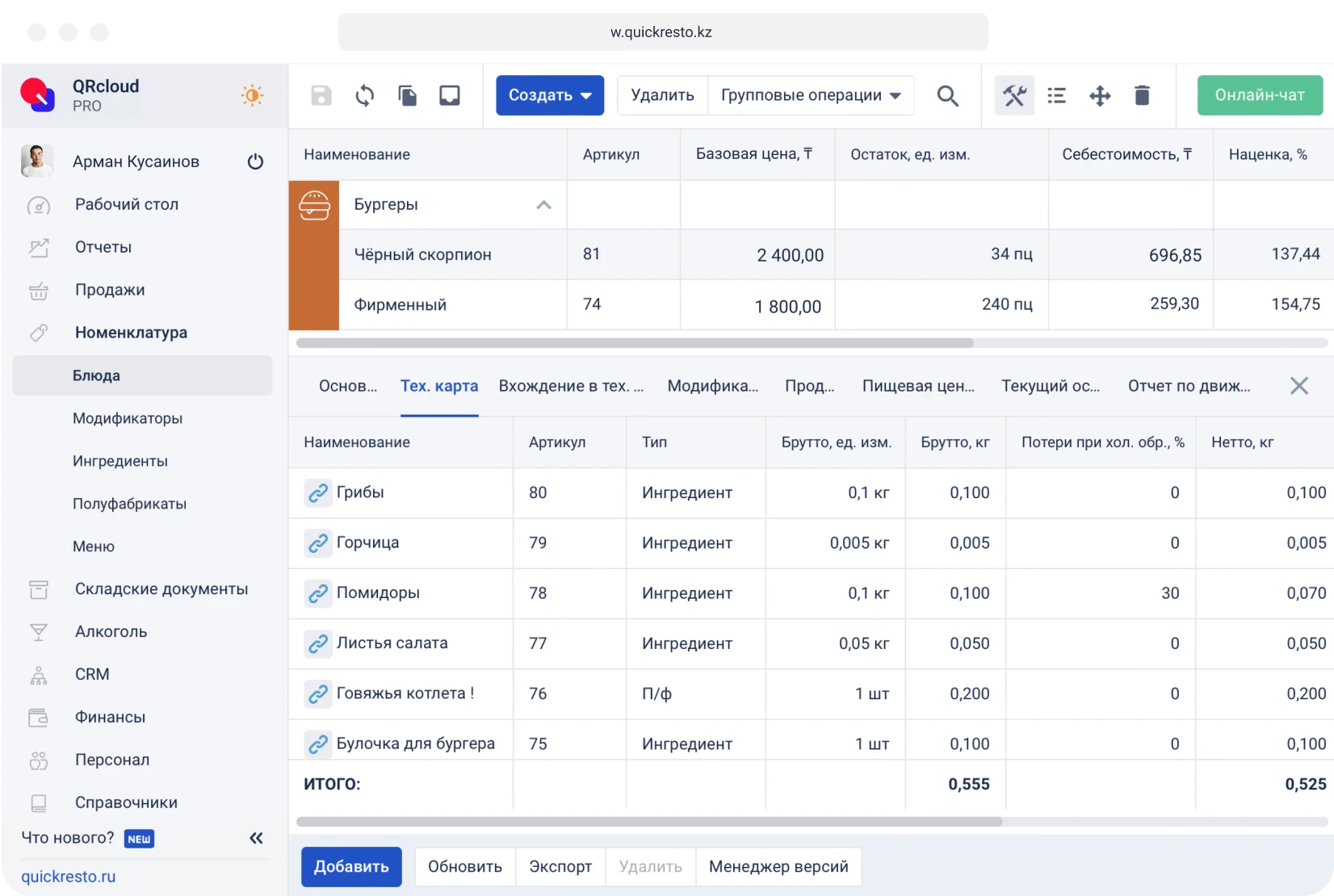 отчеты по работе поваров