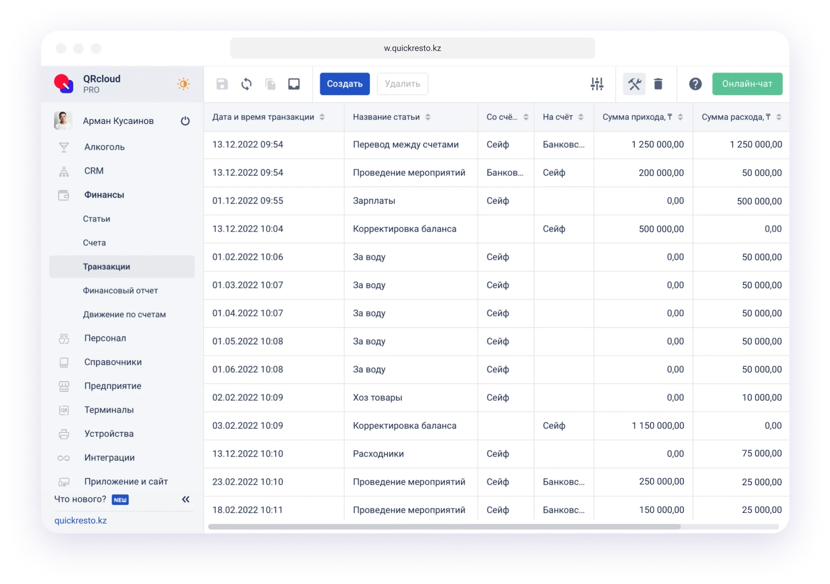 транзакции денежных средств