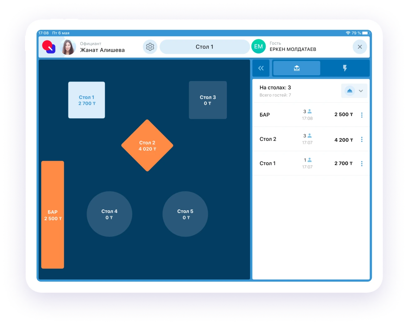 схема столов в кафе